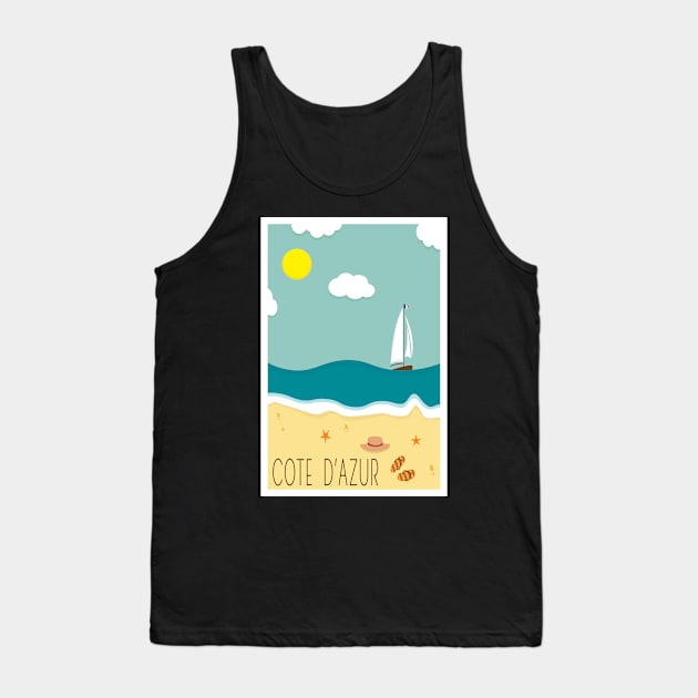 Cote d'Azur, Travel Poster Tank Top by BokeeLee